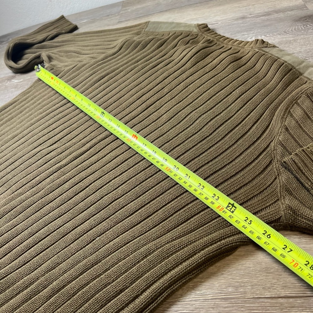 Eddie Bauer Sweater Mens XL Olive Green Ribbed Cotton Shoulder Patch Crewneck - Picture 6 of 8